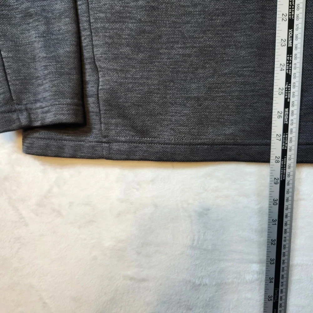 Orvis Mens Full Zip Fleece Jacket Grey‎ Black Textured Knit Mock Neck Large